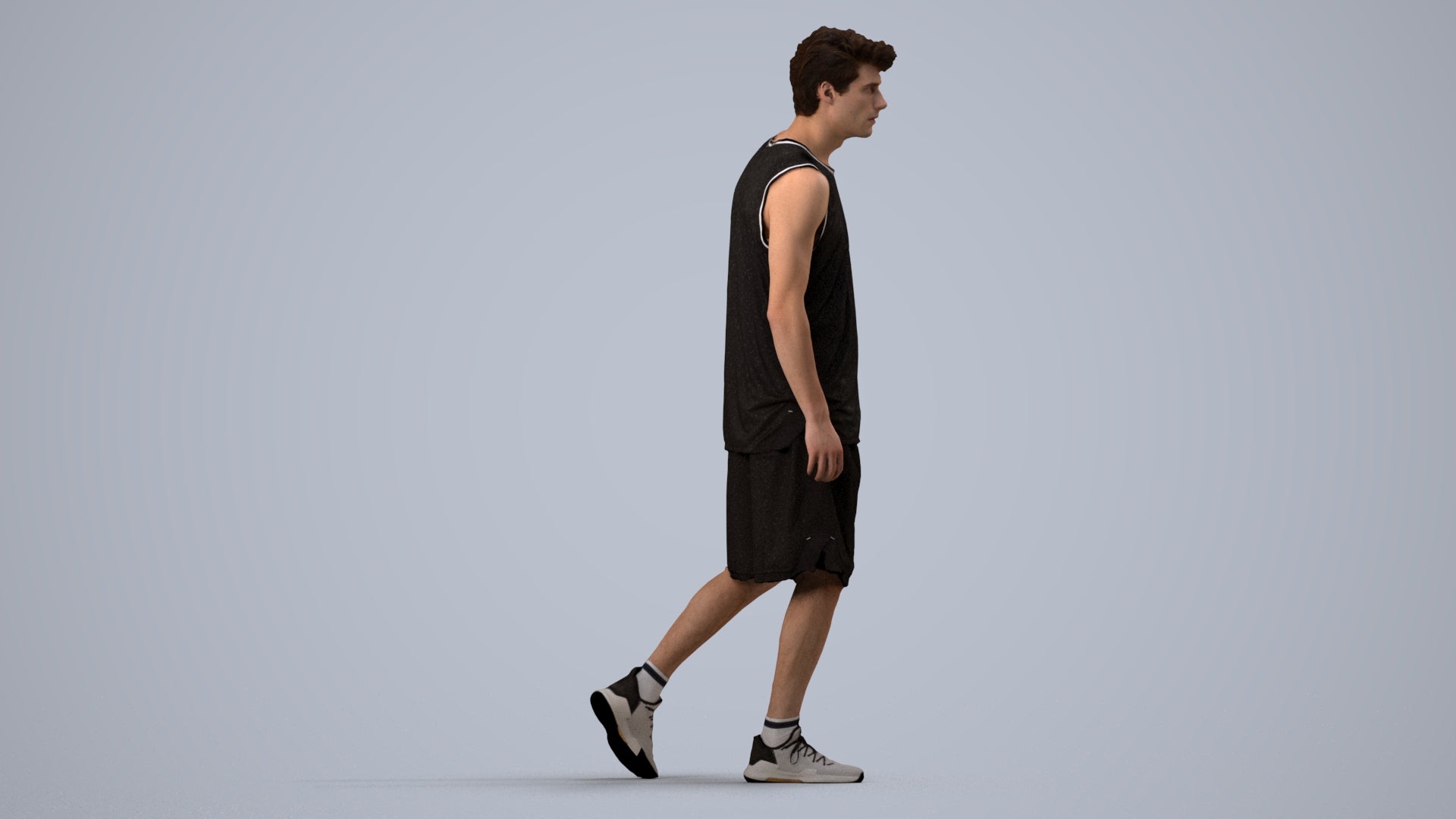 3D scanned man sport, photorealistic archviz people for Enscape and SketchUp, side view render