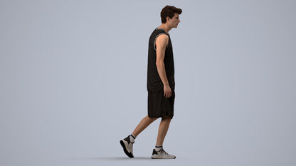 3D scanned man sport, photorealistic archviz people for Enscape and SketchUp, side view render