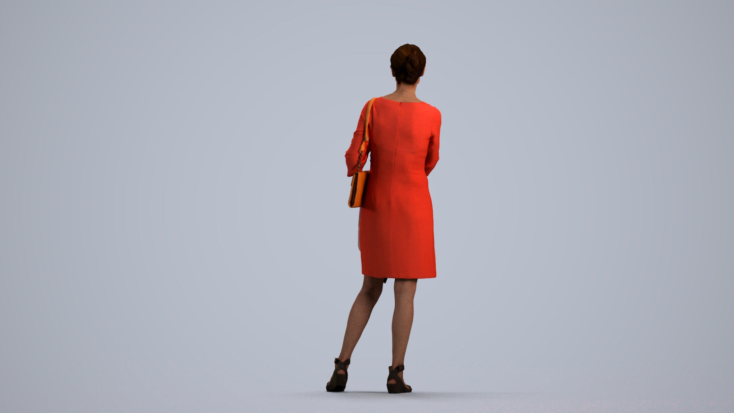 photogrammetry 3D senior woman business standing, realistic human model archviz FBX, front view render