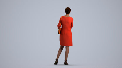 photogrammetry 3D senior woman business standing, realistic human model archviz FBX, front view render