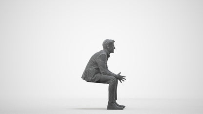 photogrammetry 3D man business, realistic human model archviz FBX, wireframe side view