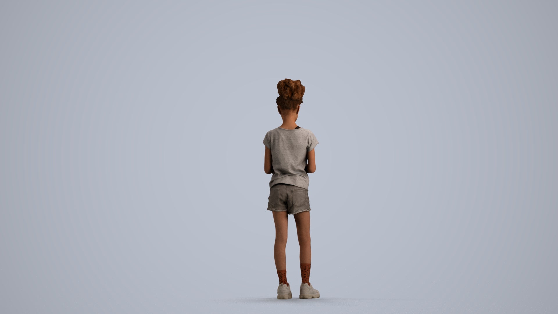 photogrammetry 3D girl casual kids, realistic human model archviz FBX, front view render