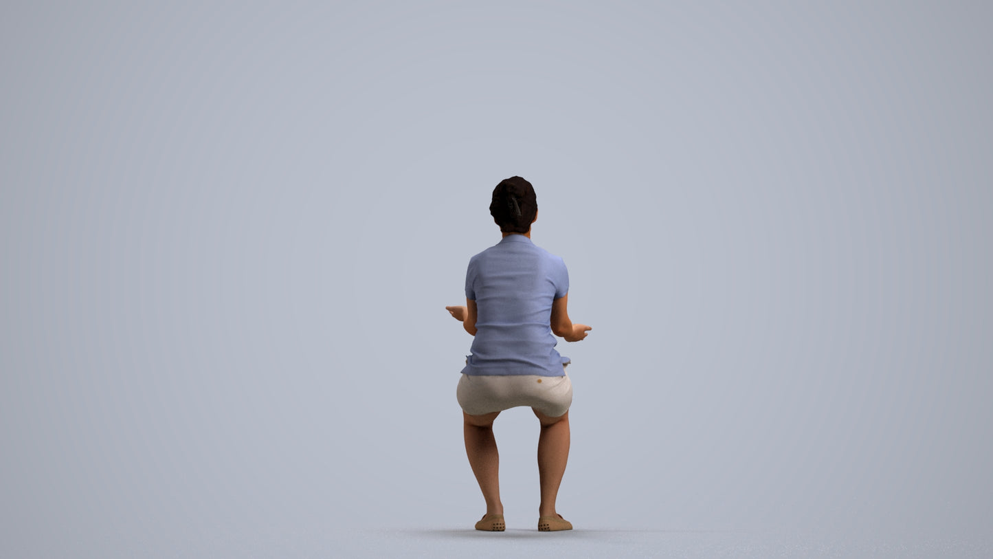 realistic 3D people woman casual sitting, render-ready for V-Ray and Corona, FBX OBJ, front view render