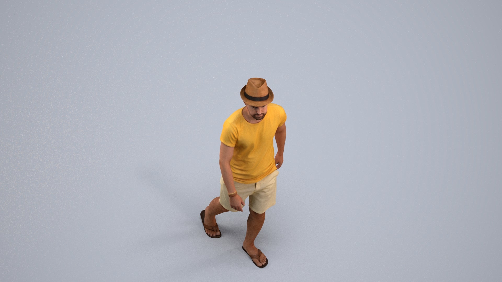 3D people model man casual walking, scanned human for 3ds Max rendering, back view render