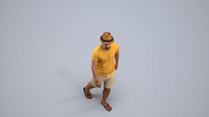 3D people model man casual walking, scanned human for 3ds Max rendering, back view render