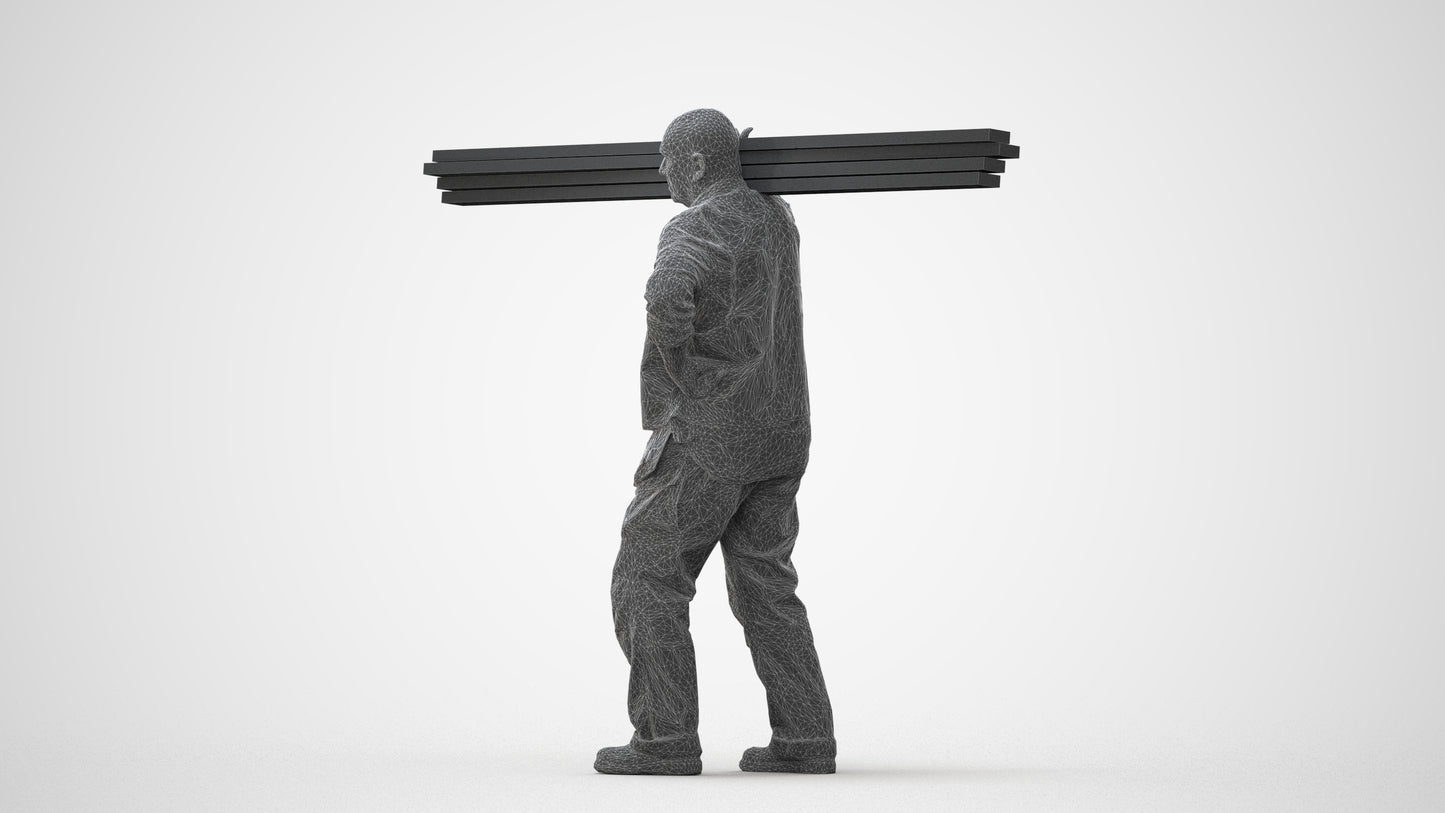 3D scanned senior man walking, photorealistic archviz people for Enscape and SketchUp, square thumbnail