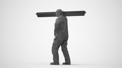 3D scanned senior man walking, photorealistic archviz people for Enscape and SketchUp, square thumbnail