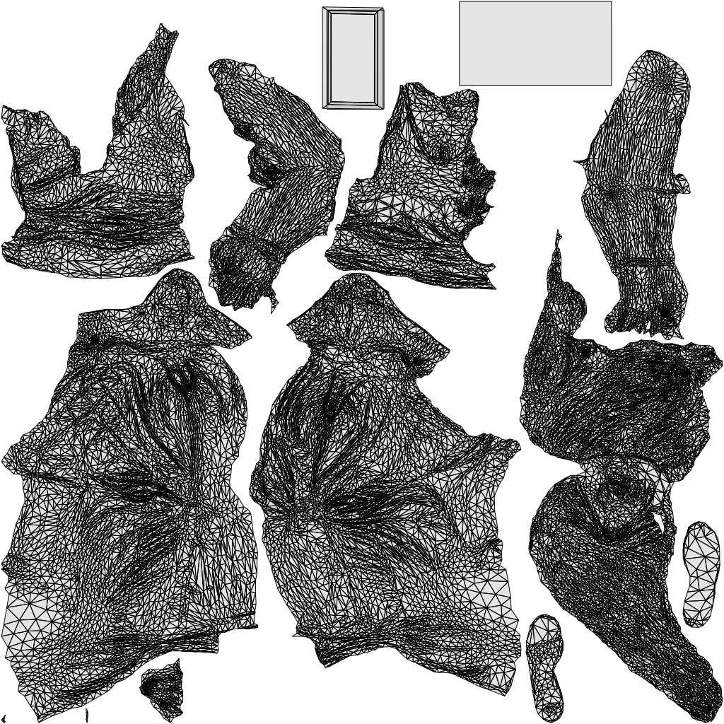 3D human model woman casual sitting, photogrammetry scanned person for archviz, wireframe top-down view