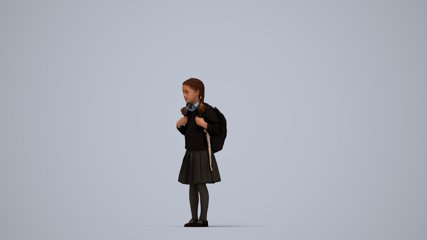 photogrammetry 3D girl kids, realistic human model archviz FBX, top-down view render
