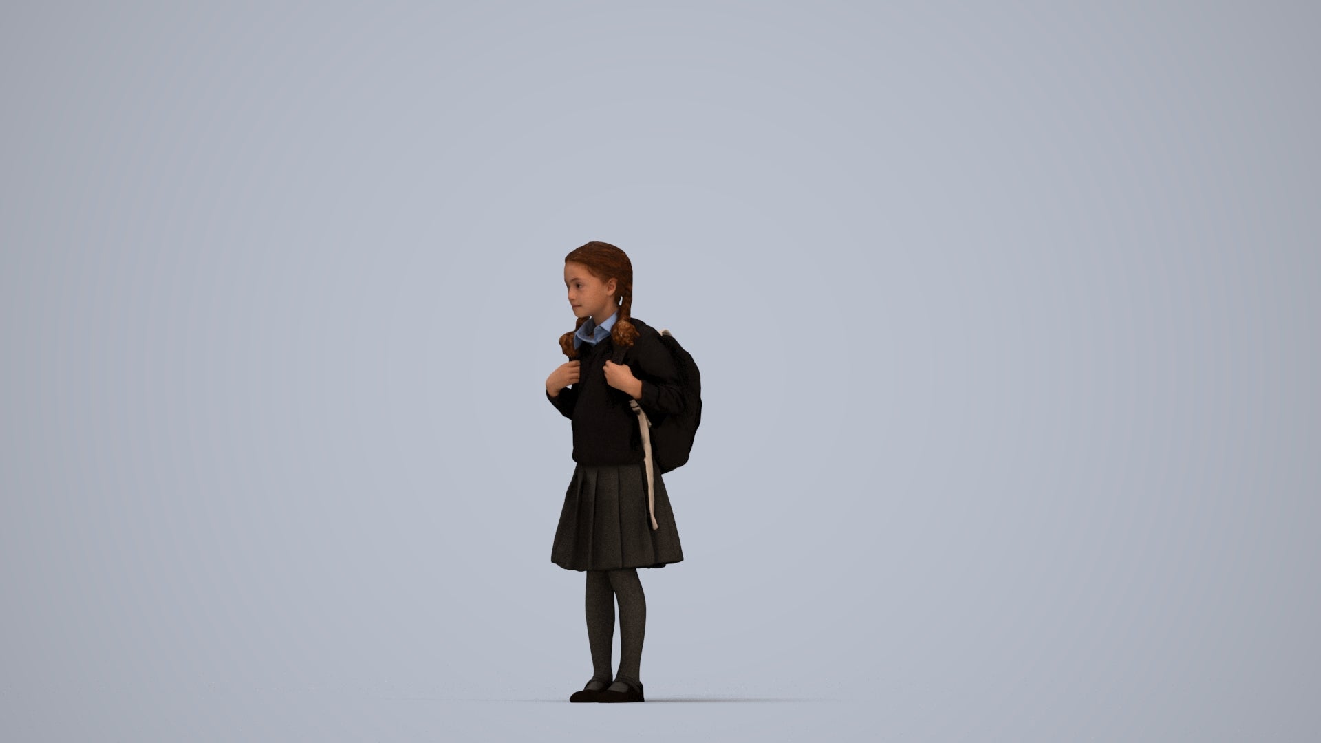 photogrammetry 3D girl kids, realistic human model archviz FBX, top-down view render