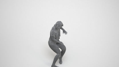 realistic 3D people woman casual sitting, render-ready for V-Ray and Corona, FBX OBJ, wireframe three-quarter view