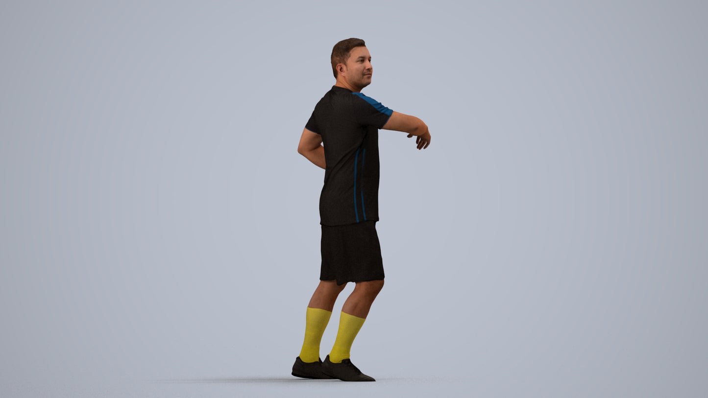 photogrammetry 3D man sport, realistic human model archviz FBX, side view render
