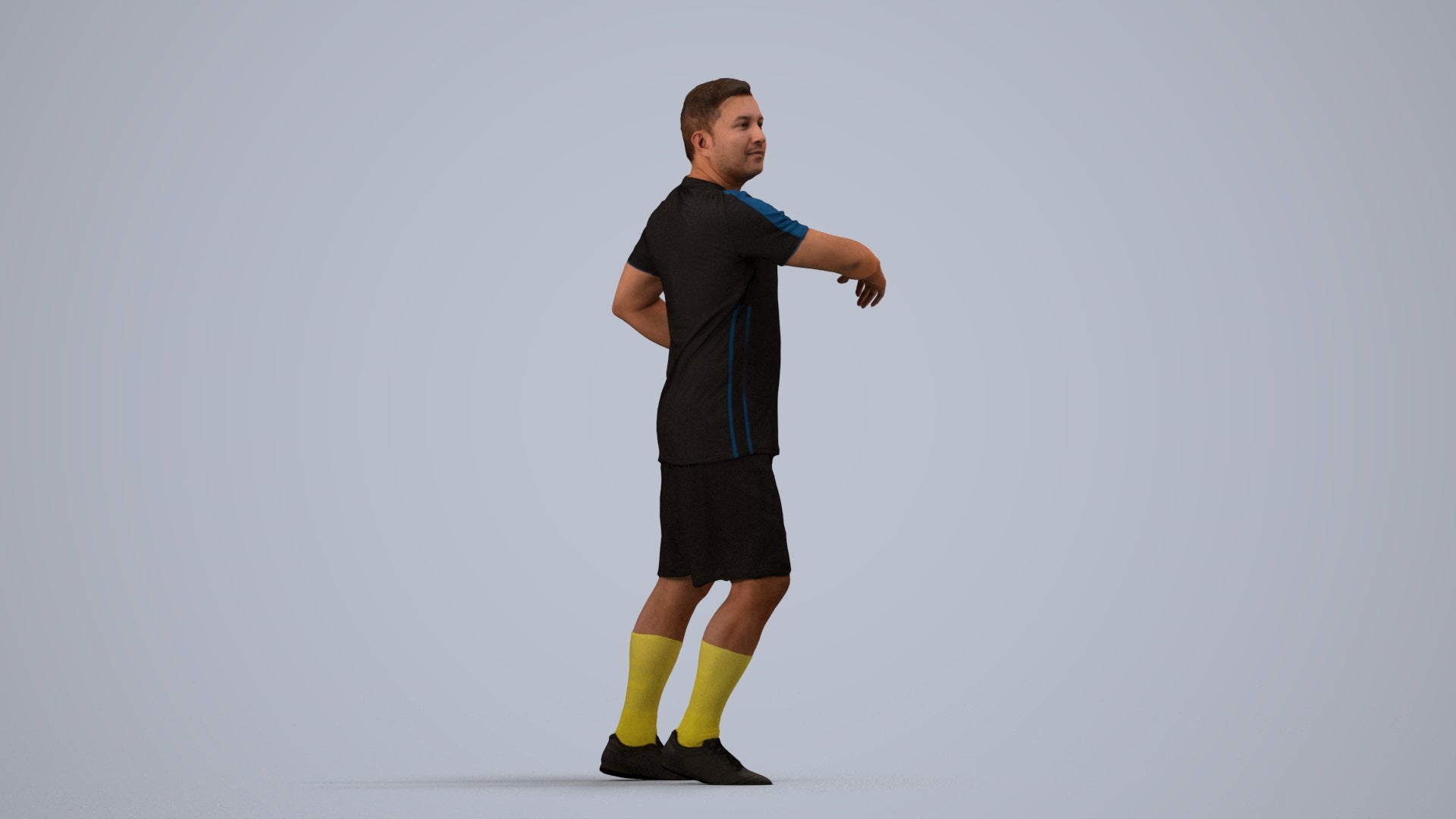 photogrammetry 3D man sport, realistic human model archviz FBX, side view render
