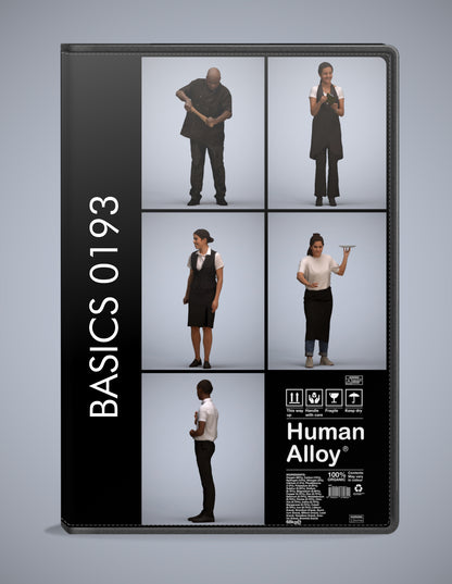 scanned 3D people hospitality collection, 5 photogrammetry models for Enscape and V-Ray