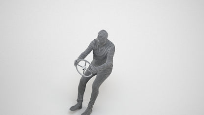 3D people model man business driving, scanned human for 3ds Max rendering, wireframe three-quarter view