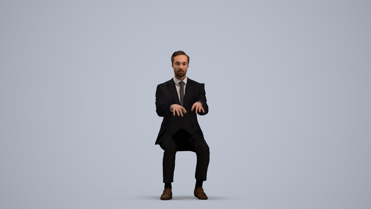realistic 3D man formal business, scanned archviz people for Blender and 3ds Max, standing pose render