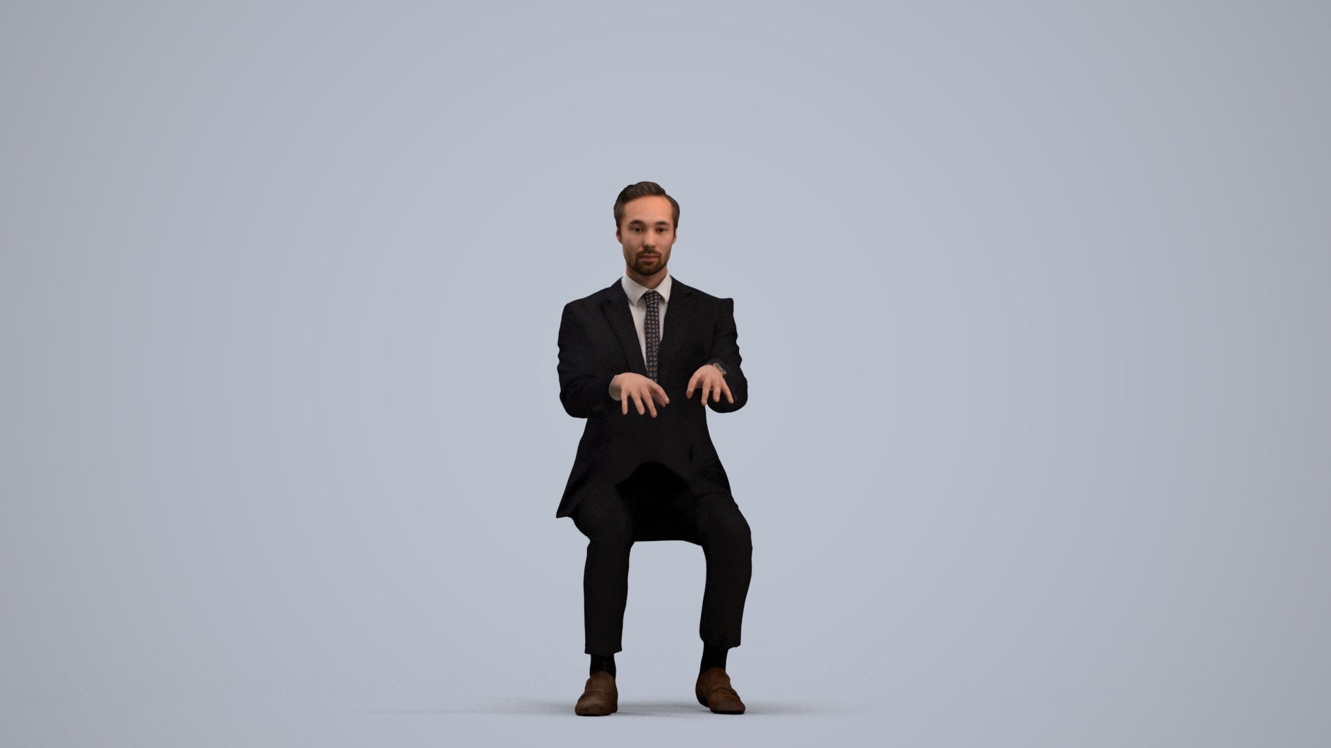 realistic 3D man formal business, scanned archviz people for Blender and 3ds Max, standing pose render