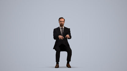 realistic 3D man formal business, scanned archviz people for Blender and 3ds Max, standing pose render
