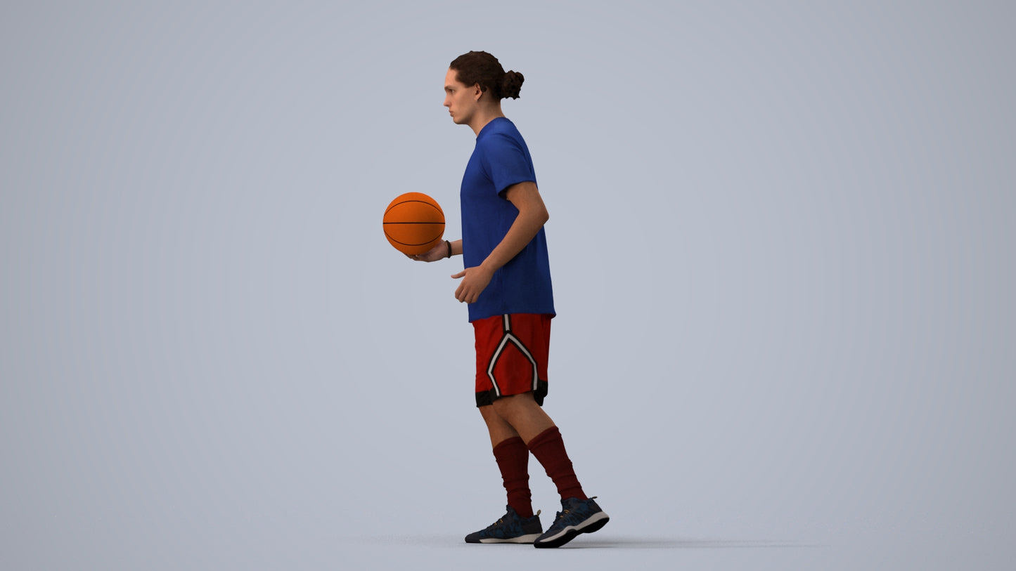 photogrammetry 3D man sport, realistic human model archviz FBX, three-quarter view render