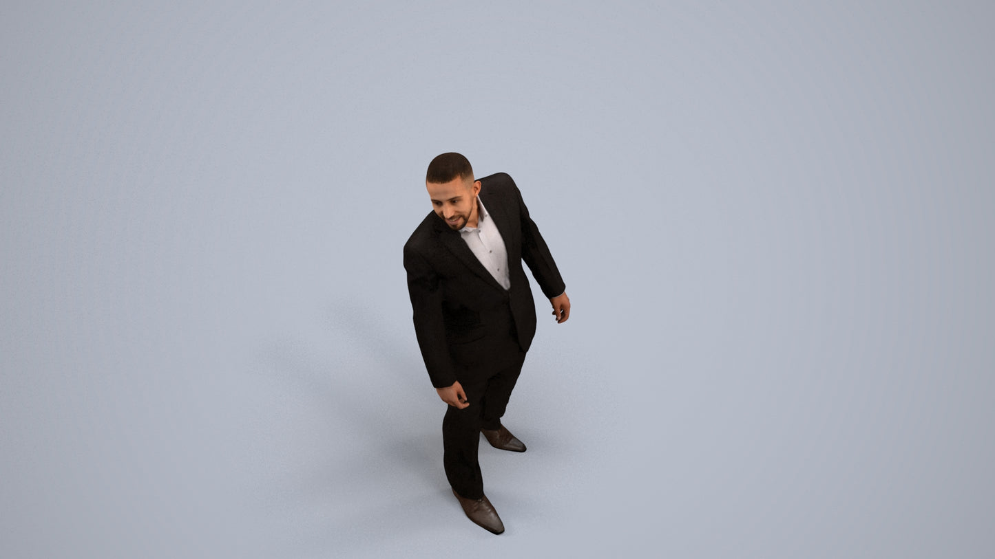 photogrammetry 3D man business, realistic human model archviz FBX, back view render