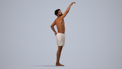 realistic 3D people man pool, render-ready for V-Ray and Corona, FBX OBJ, side view render
