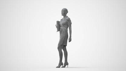realistic 3D woman business standing, scanned archviz people for Blender and 3ds Max, square thumbnail