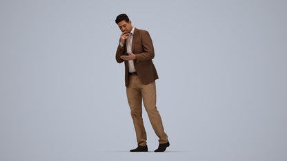 3D people model man business walking, scanned human for 3ds Max rendering, top-down view render