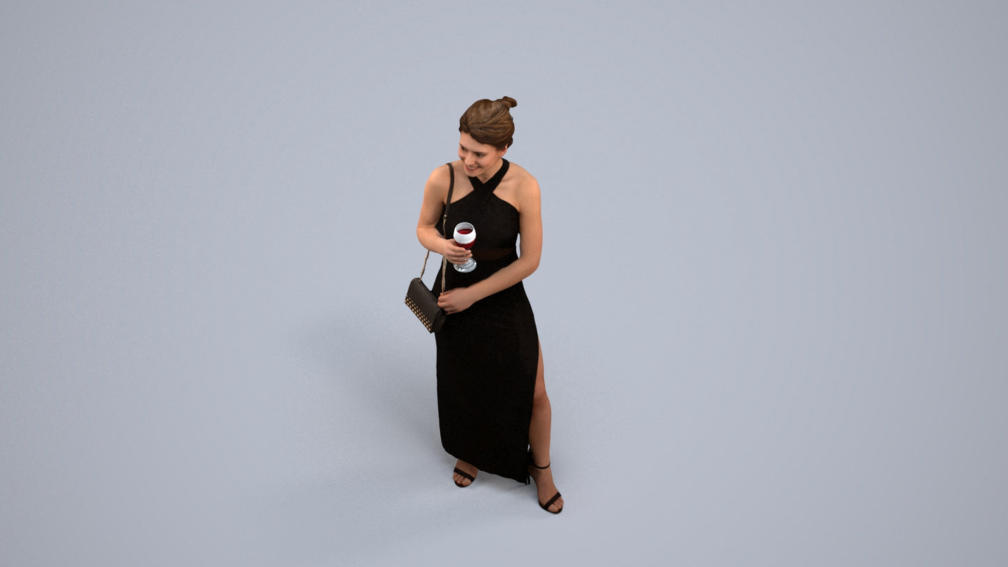 photogrammetry 3D woman formal formalaffairs, realistic human model archviz FBX, back view render