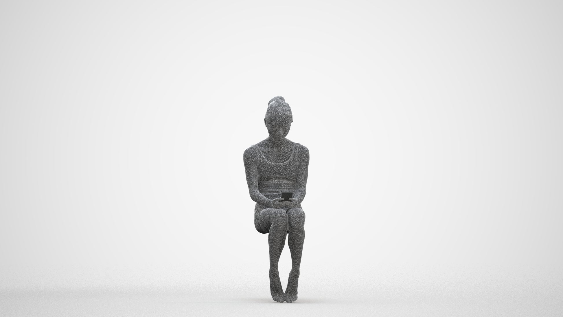 realistic 3D human woman casual pool, archviz people FBX OBJ for Blender, three-quarter front view render