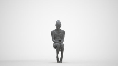 realistic 3D human woman casual pool, archviz people FBX OBJ for Blender, three-quarter front view render