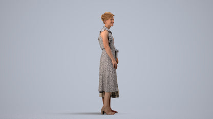 3D people model girl casual kids, scanned human for 3ds Max rendering, side view render