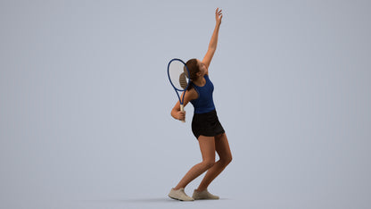 3D human model girl sport, photogrammetry scanned person for archviz, side view render