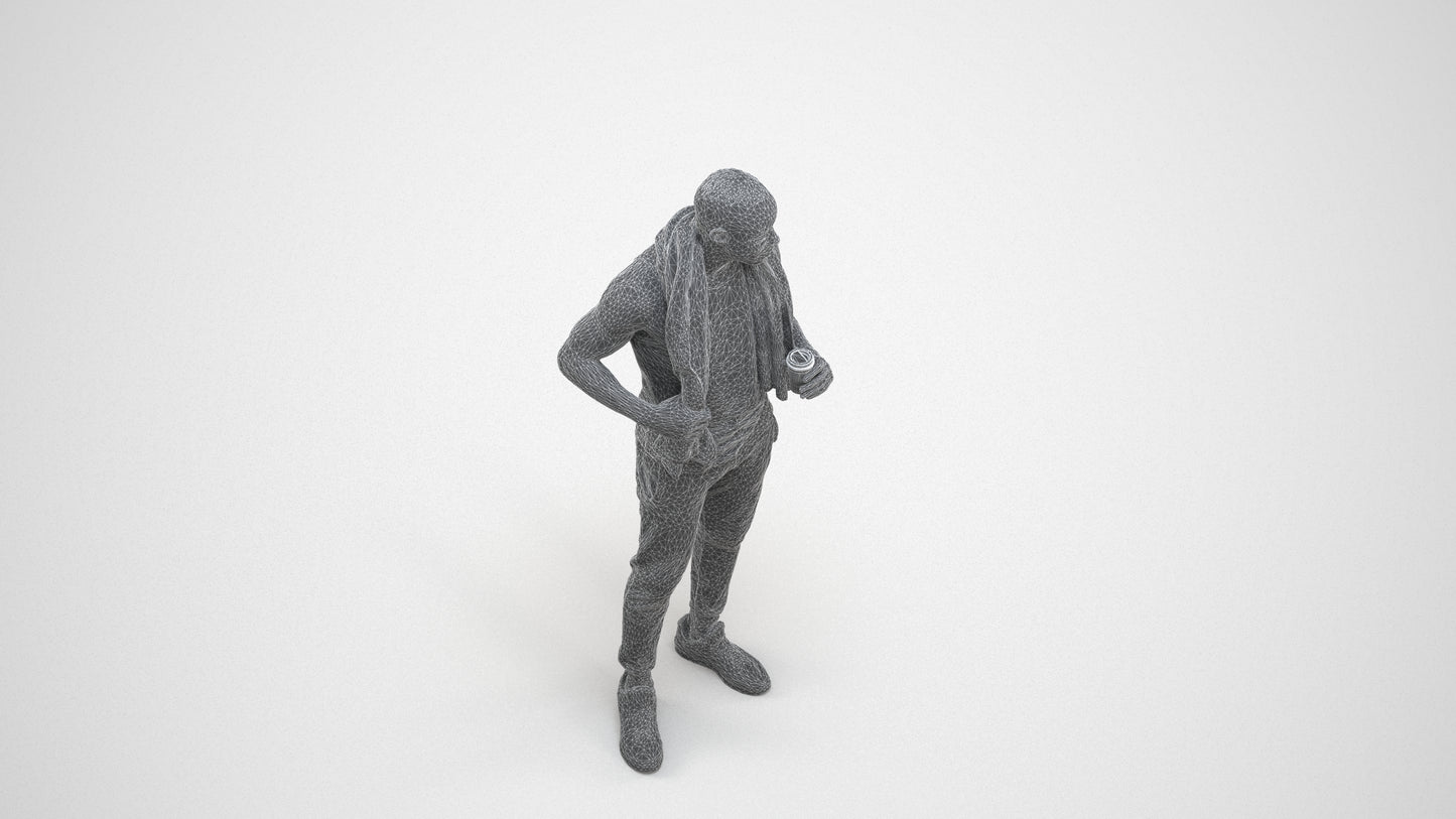 realistic 3D people man casual sport, render-ready for V-Ray and Corona, FBX OBJ, wireframe three-quarter view