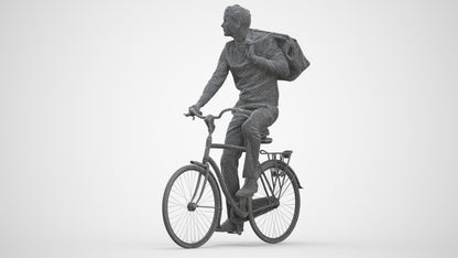 scanned 3D man casual cycling, photogrammetry people for Enscape and V-Ray, three-quarter front view render