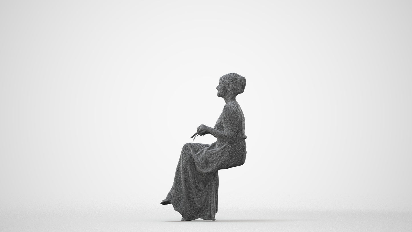 realistic 3D people woman casual sitting, render-ready for V-Ray and Corona, FBX OBJ, square thumbnail