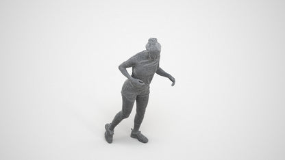3D people model woman sport, scanned human for 3ds Max rendering, wireframe three-quarter view