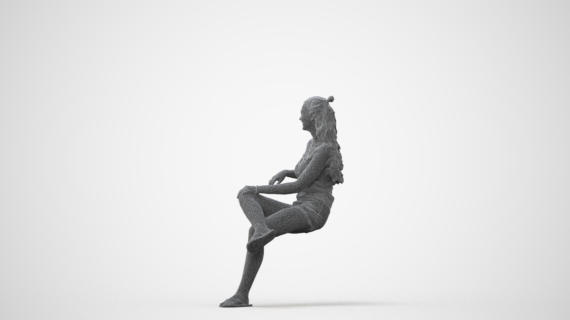 3D people model girl casual sitting, scanned human for 3ds Max rendering, square thumbnail