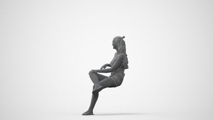 3D people model girl casual sitting, scanned human for 3ds Max rendering, square thumbnail