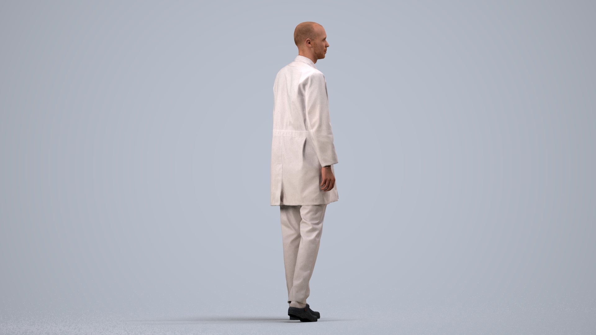 realistic 3D man medical, scanned archviz people for Blender and 3ds Max, side view render