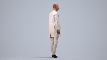 realistic 3D man medical, scanned archviz people for Blender and 3ds Max, side view render
