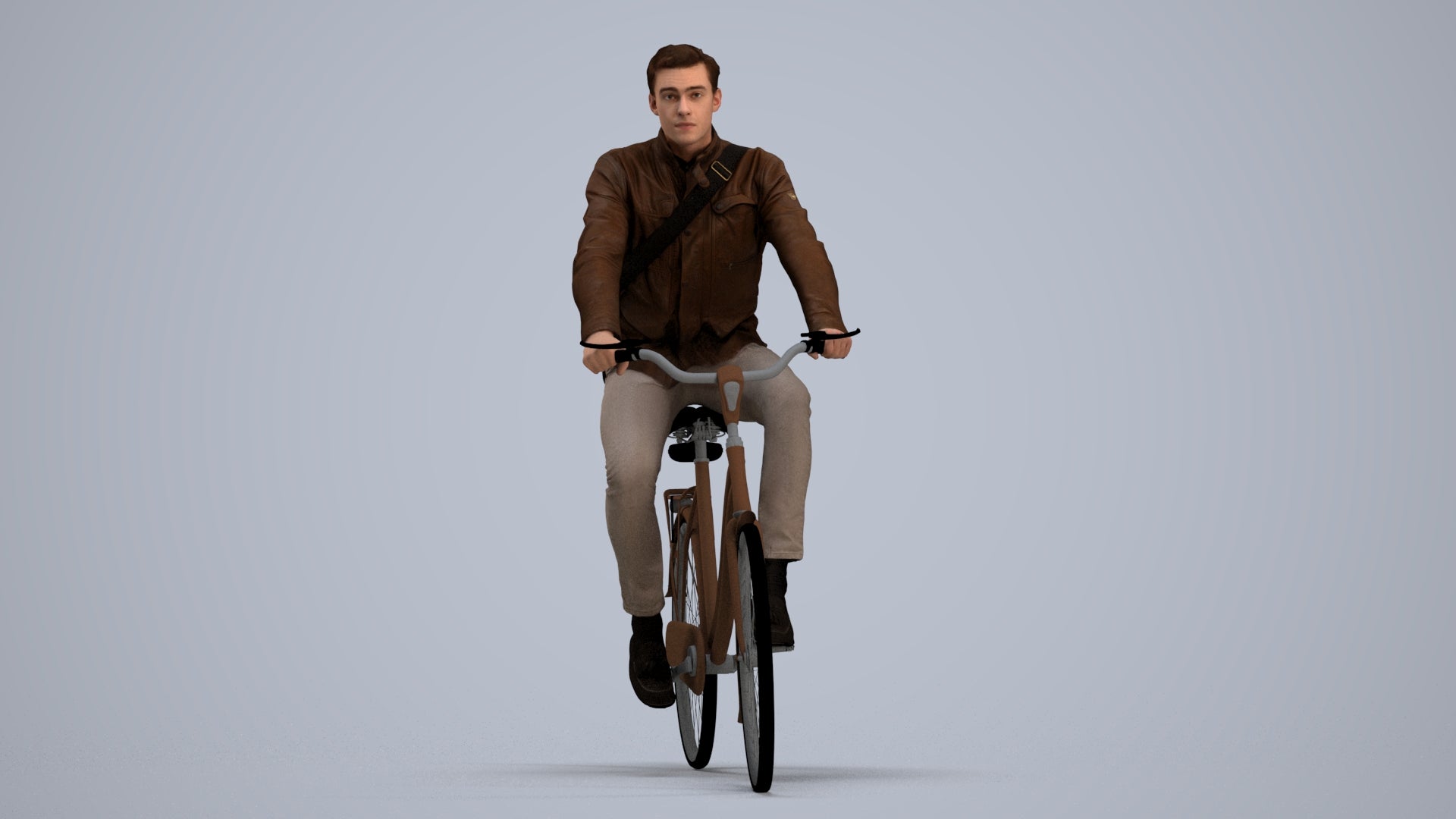 realistic 3D man casual cycling, scanned archviz people for Blender and 3ds Max, standing pose render