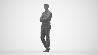 photogrammetry 3D man business, realistic human model archviz FBX, wireframe back view