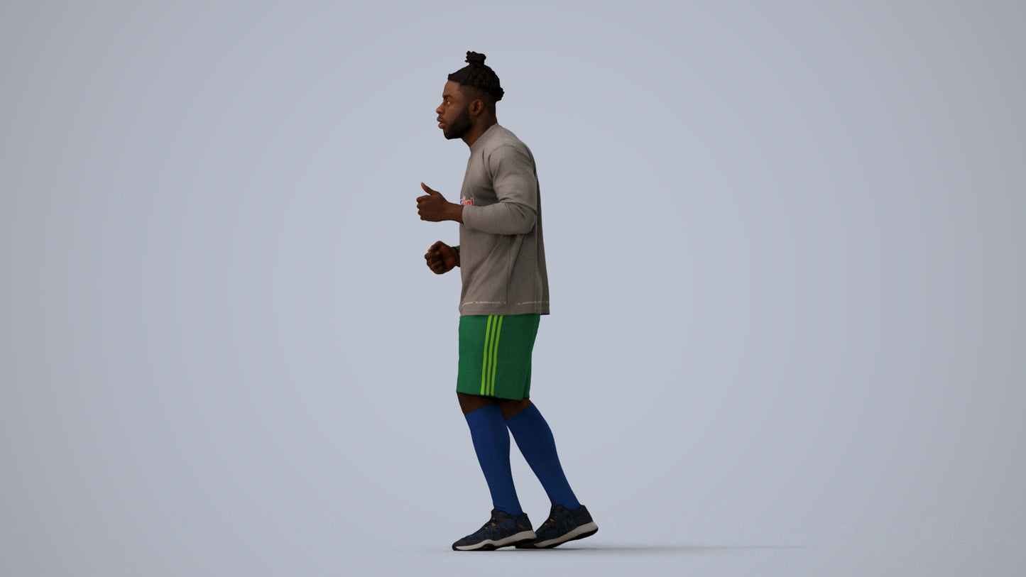 scanned 3D man sport, photogrammetry people for Enscape and V-Ray, three-quarter view render