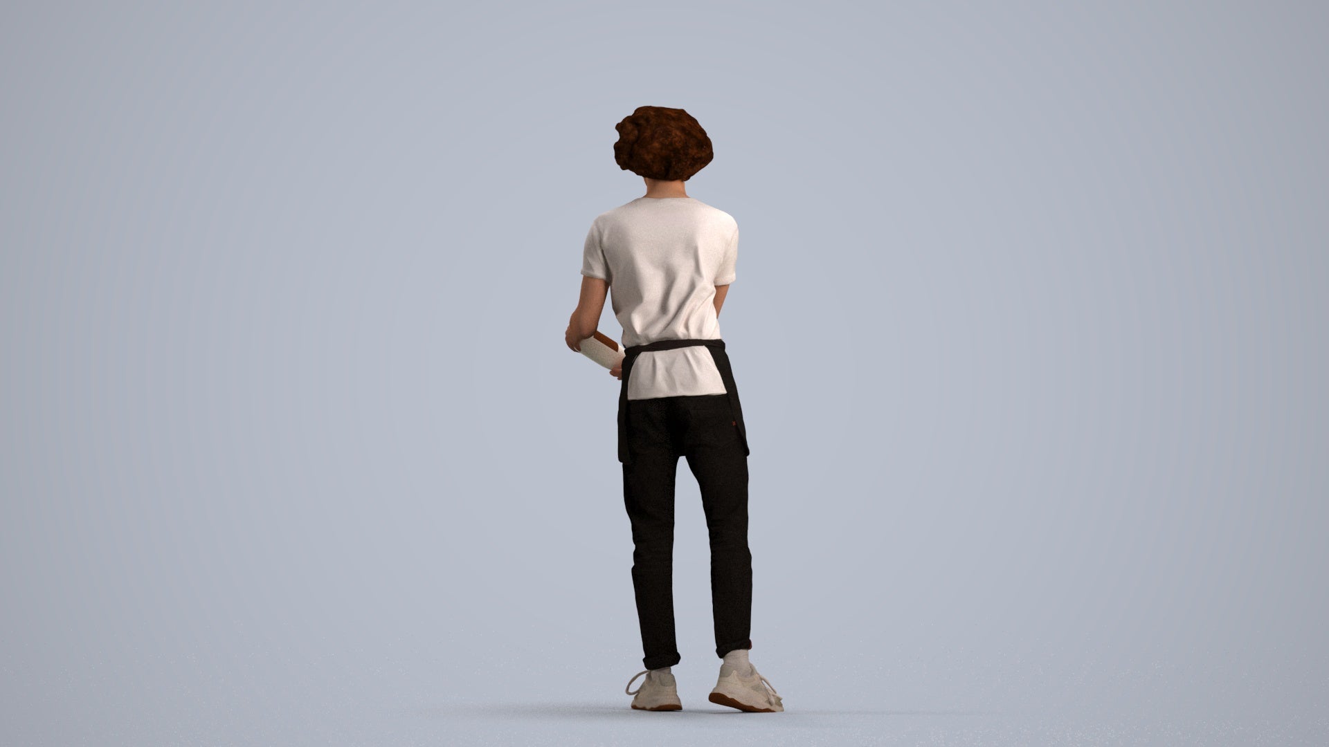 realistic 3D human man hospitality, archviz people FBX OBJ for Blender, front view render