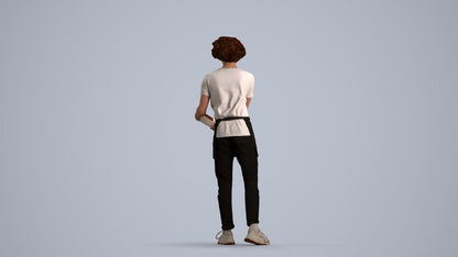 realistic 3D human man hospitality, archviz people FBX OBJ for Blender, front view render