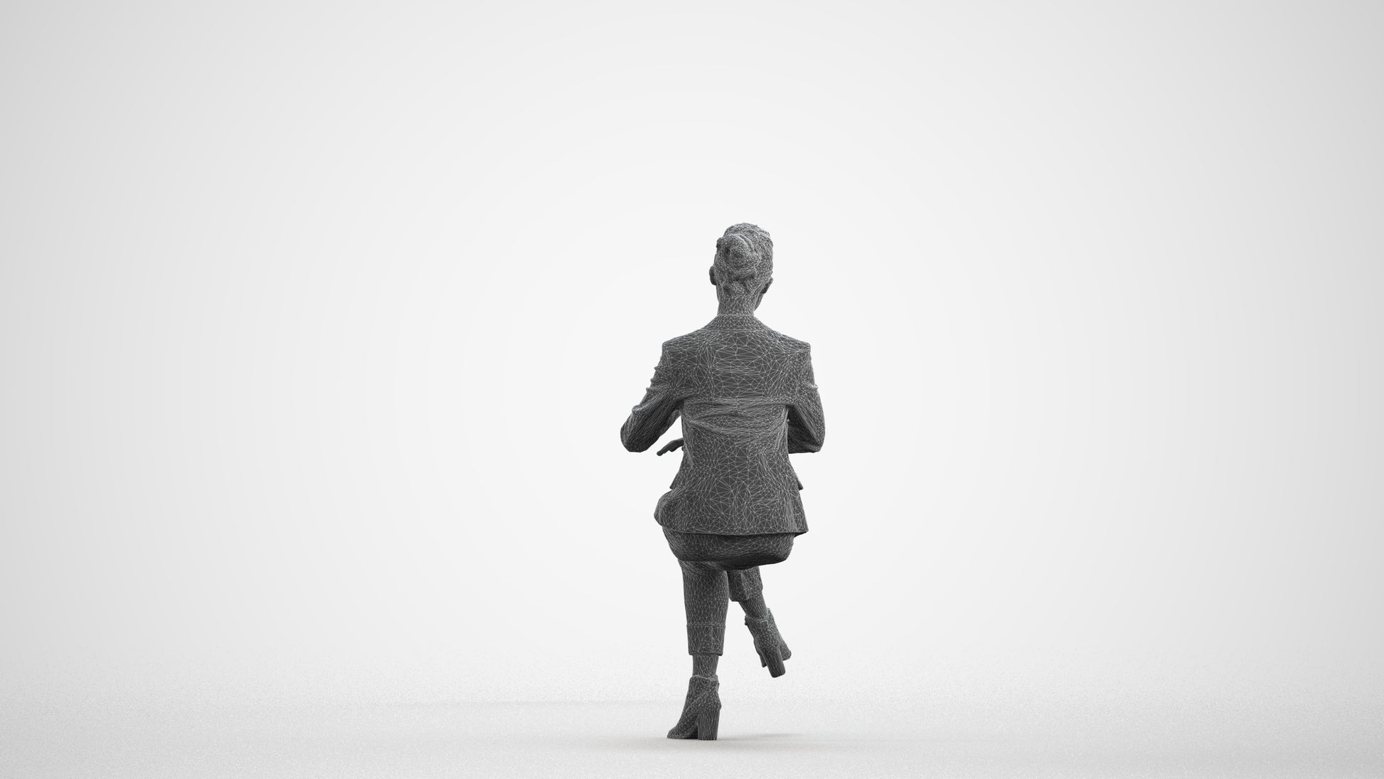 scanned 3D woman business, photogrammetry people for Enscape and V-Ray, wireframe front view