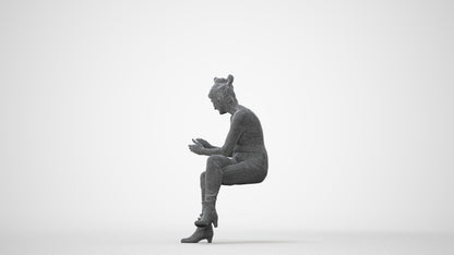 3D people model senior woman casual sitting, scanned human for 3ds Max rendering, square thumbnail