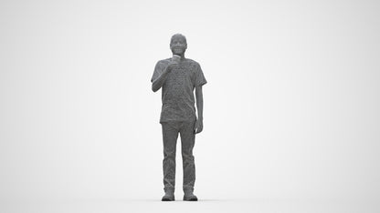 realistic 3D people man casual standing, render-ready for V-Ray and Corona, FBX OBJ, wireframe back view