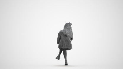 realistic 3D people woman casual sitting, render-ready for V-Ray and Corona, FBX OBJ, wireframe front view