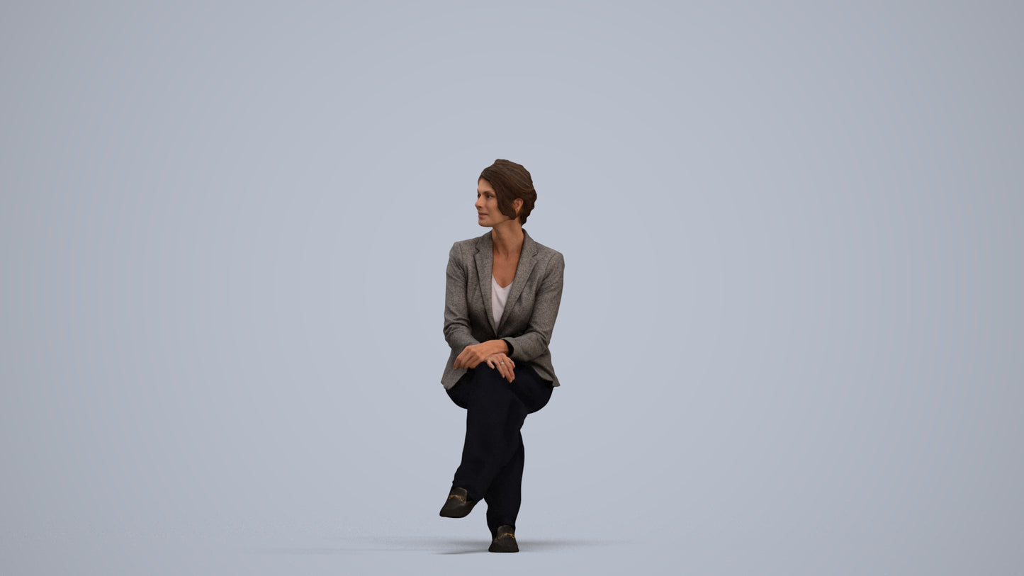 photogrammetry 3D woman business, realistic human model archviz FBX, standing pose render